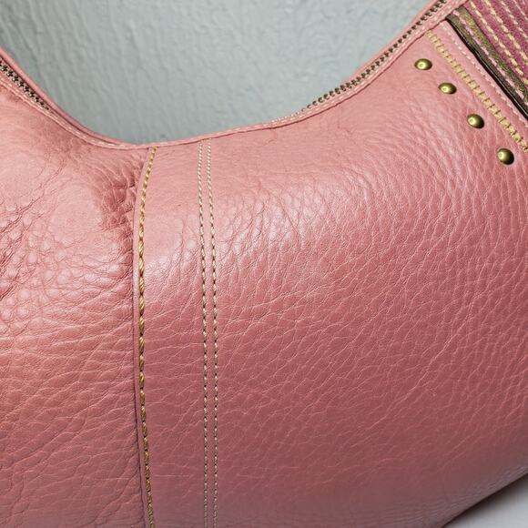 RARE Coach VTG Soho Bag Pink Mauve Leather Studded Western Boho Braided Purse - Picture 4 of 16